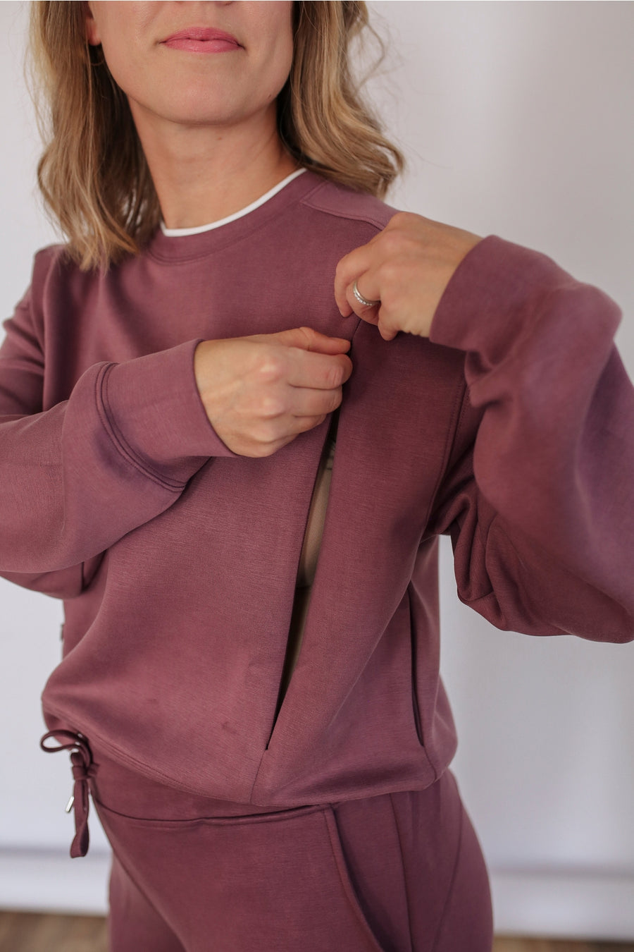 Luxe Nursing Lounge Crewneck - Plum