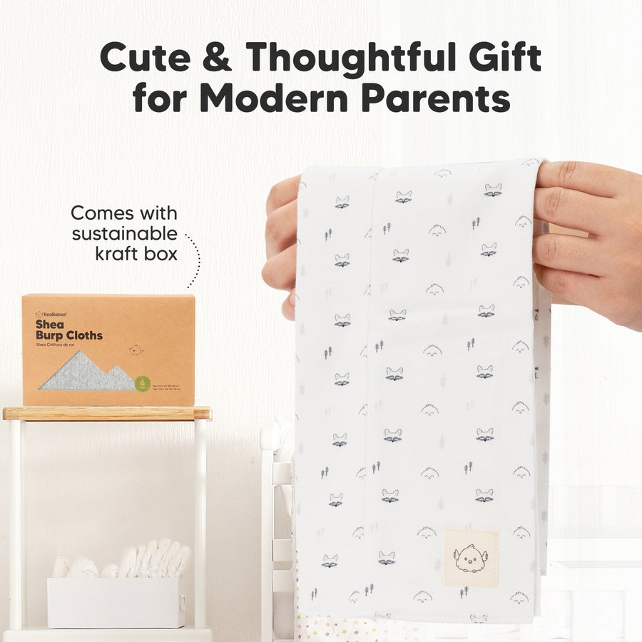 Organic 6 Pack Shea Burp Cloths - Neutrals