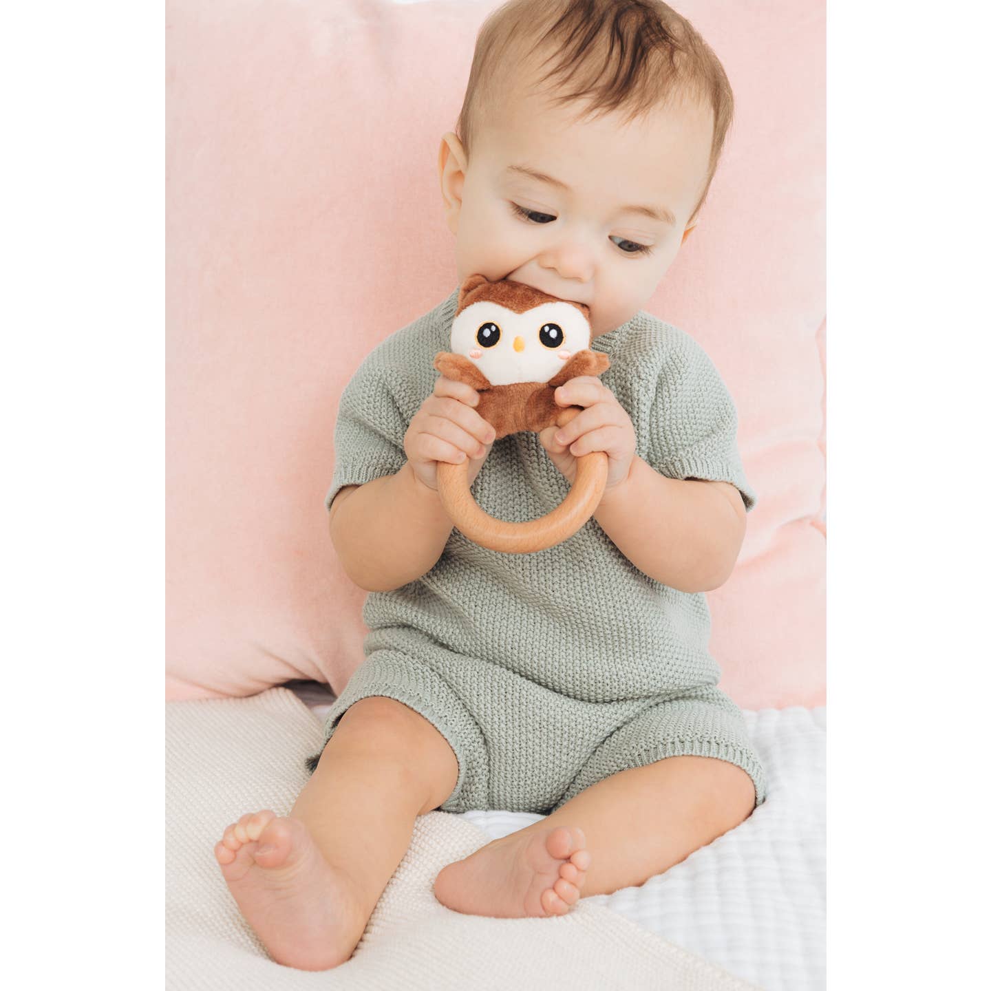 Owl Wooden and Plush Teether