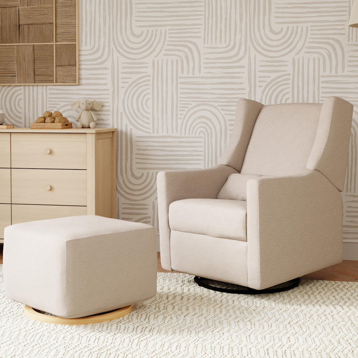 Kiwi Electronic Recliner and Swivel Glider -Performance Beach Eco Weave Fabric