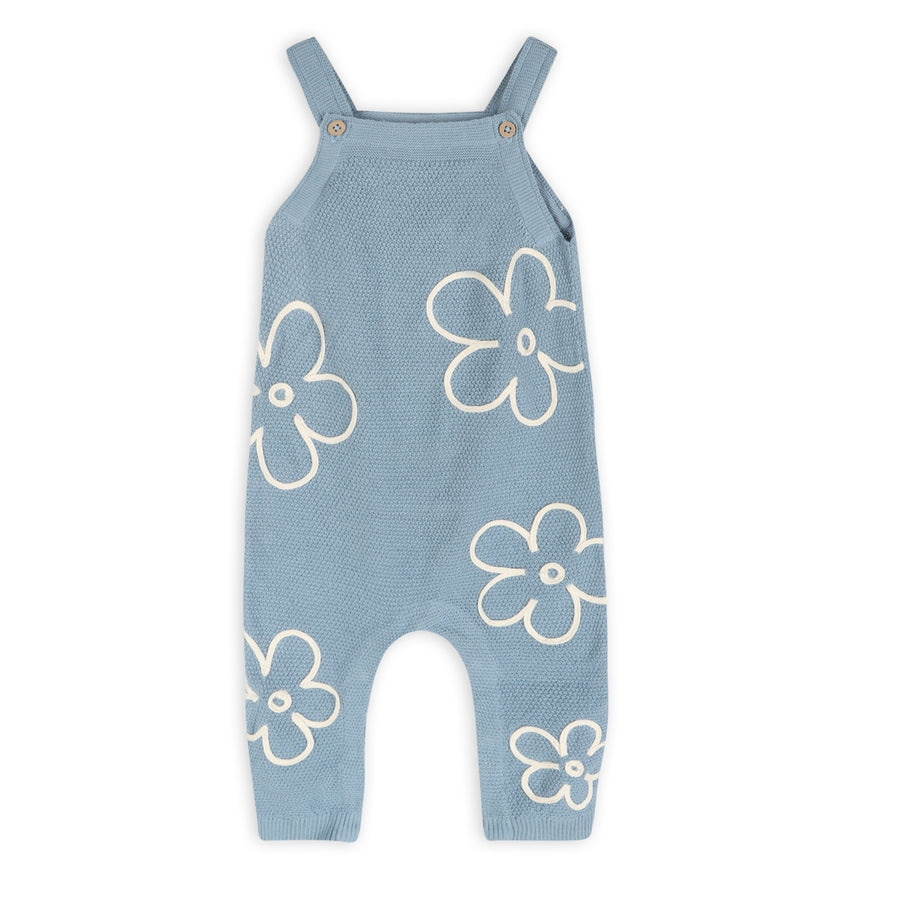 Organic Cotton Wildflower Embroidered Knit Baby Overall Set