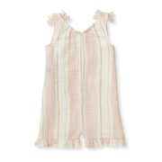 Pacific Stripe Organic Baby Girl Romper - Whipped Peach
