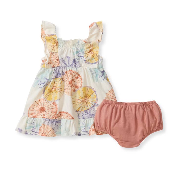 Parasols Organic Cotton Dress & Diaper Cover - Eggshell