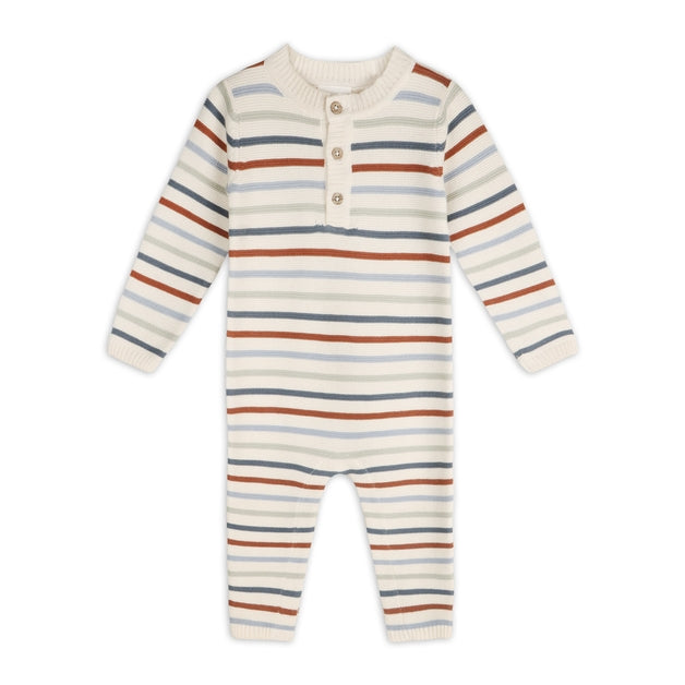 Multicolor Stripe Chunky Sweater Knit Baby Jumpsuit
