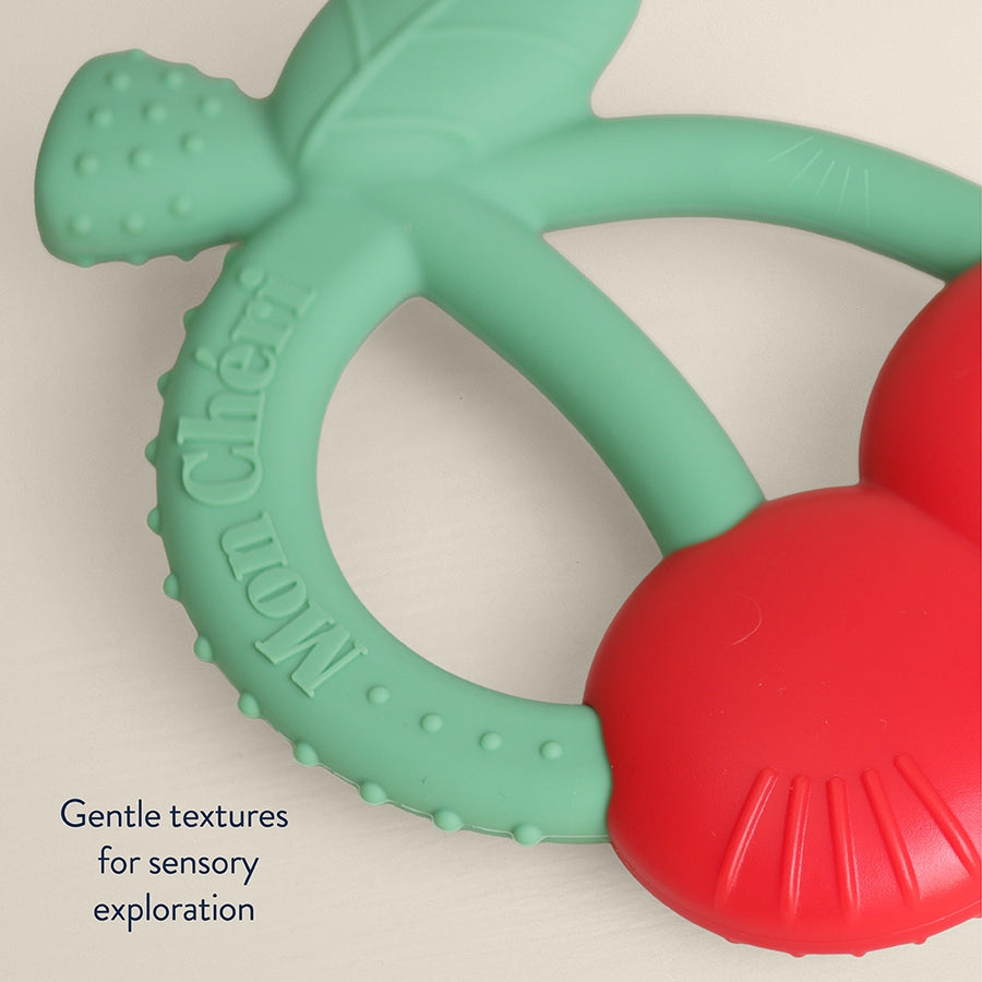 Bitzy Shake Silicone Teether with Rattle - Cherries