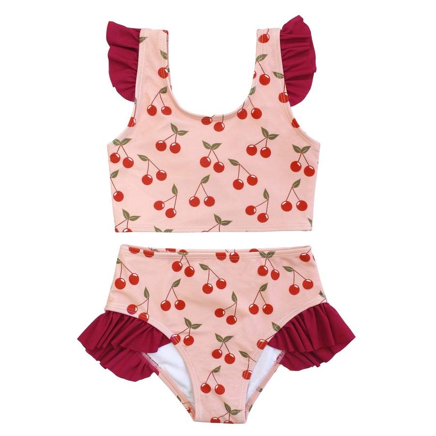 Girls Flutter Bikini Swimsuit - Very Cherry