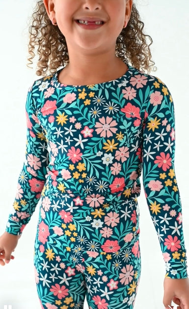 Two Piece Pajama Set - Navy Floral - Maren