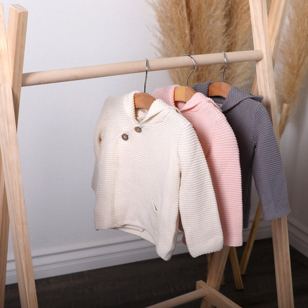 Milan Pastel Hooded Sweater Knit Jacket - Blush