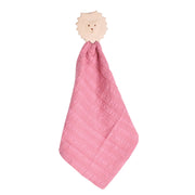 Lion Comforter in Dusty Pink Muslin w/Natural Rubber Teether