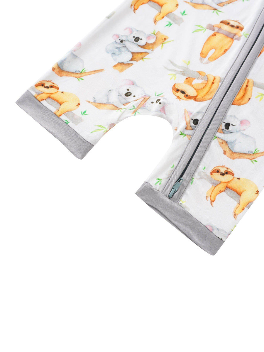 PoshTOT Sloth Bamboo Baby Shorty Zippy Romper