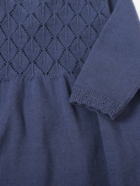 Milan Pointelle Sweater Knit Dress - Dusty Blue