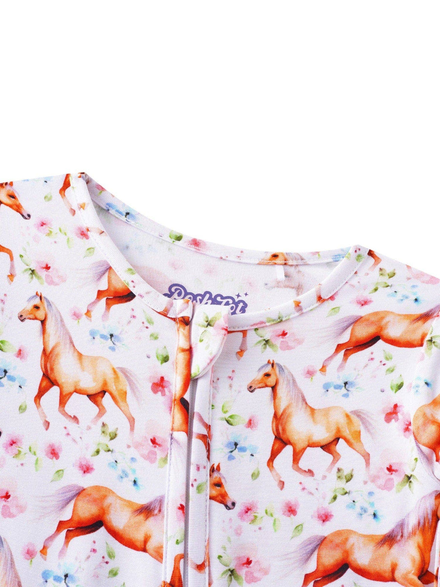 PoshTOT Horse Bamboo Baby Convertible Zippy Romper