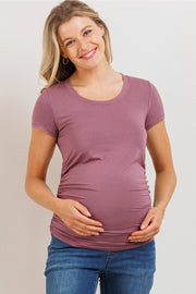 Ruched Short Sleeve Maternity Shirt - Mauve