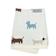 Organic Jacquard Sweater Knit Baby Blanket - Buddy Dog