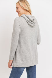 French Terry Crossover Maternity and Nursing Hoodie - Heather Grey