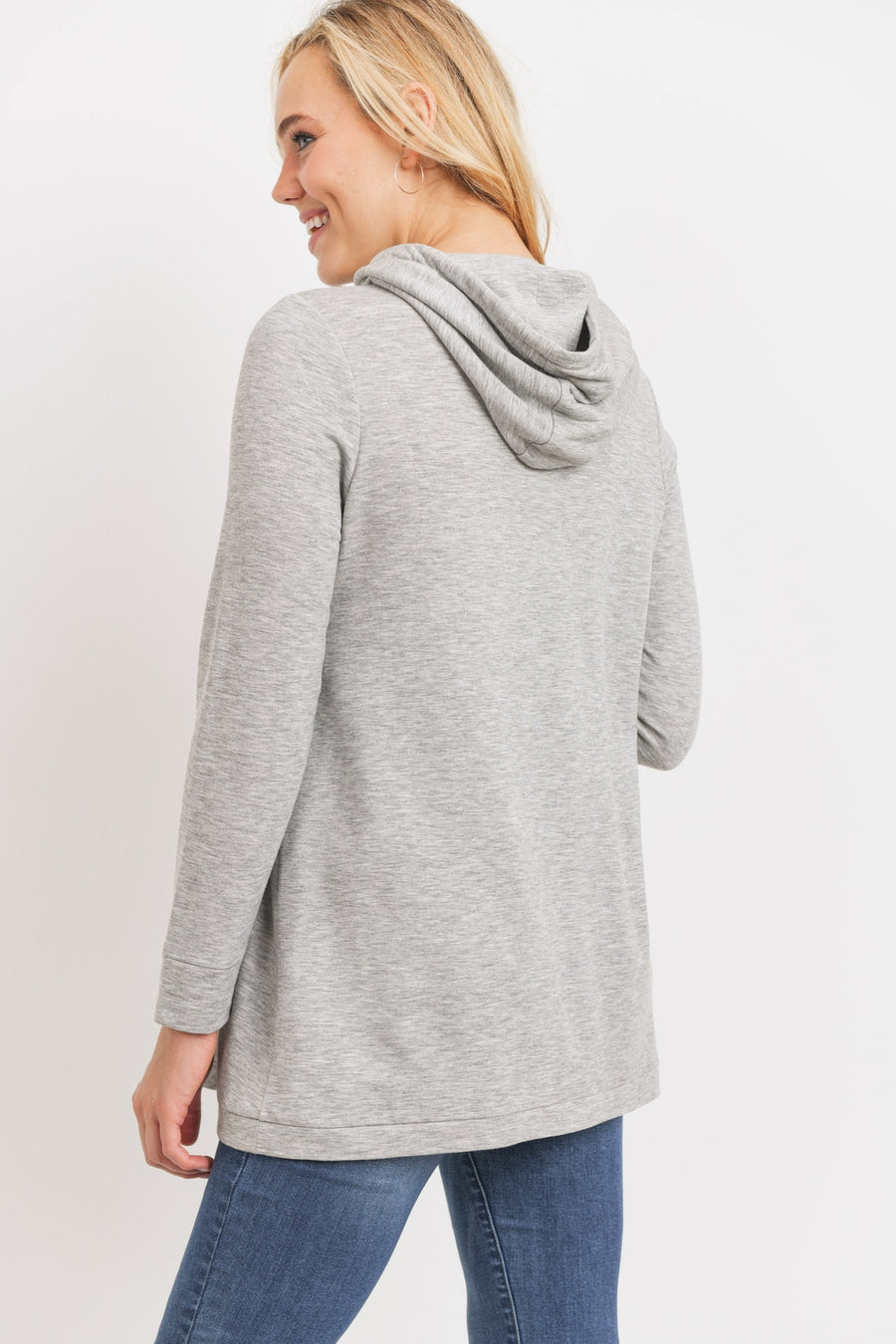 French Terry Crossover Maternity and Nursing Hoodie - Heather Grey