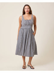 Gracie Poplin Nursing Midi Dress - Black & White Gingham