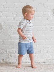 Organic Ben Short Sleeve Polo - Wave Stripe / Rain
