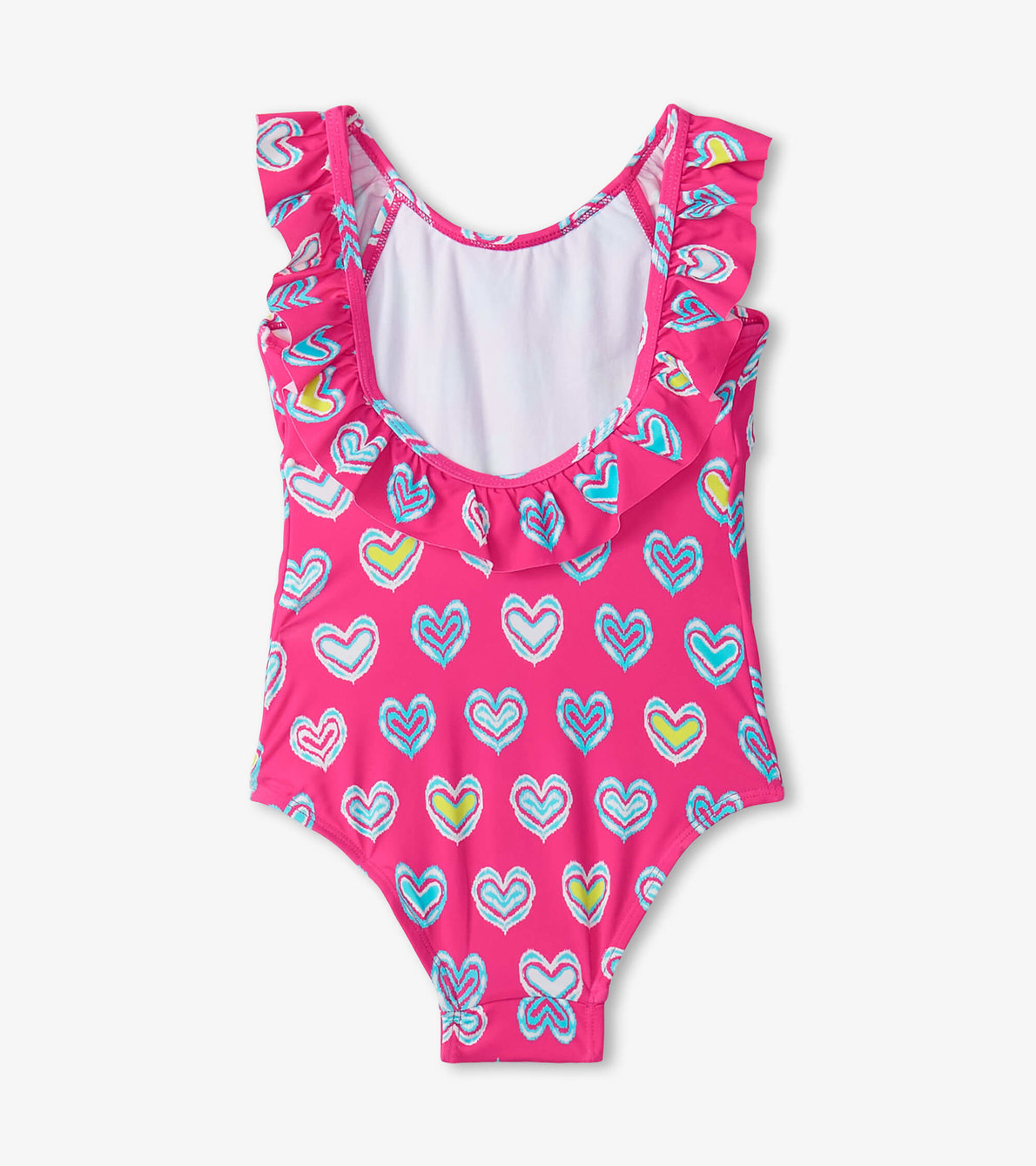 Pink Shibori Hearts Ruffle Sleeve Swimsuit