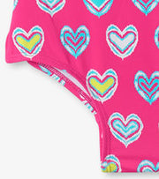 Pink Shibori Hearts Ruffle Sleeve Swimsuit