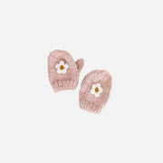Flower Knit Mittens - Blush