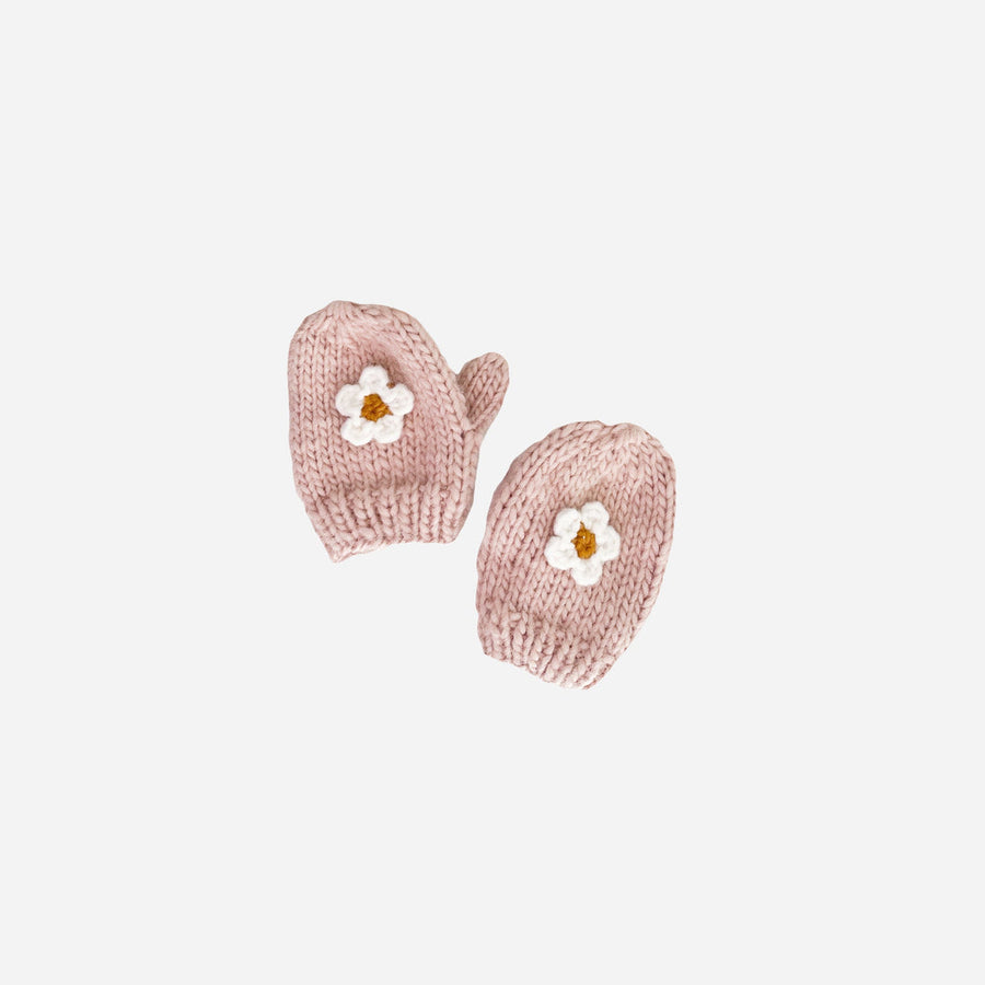 Flower Knit Mittens - Blush