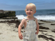 Galleon Woven Overalls - Chambray/Cream Plaid