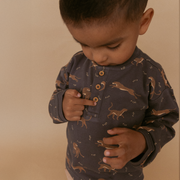 Organic Henley Tee - Leopard