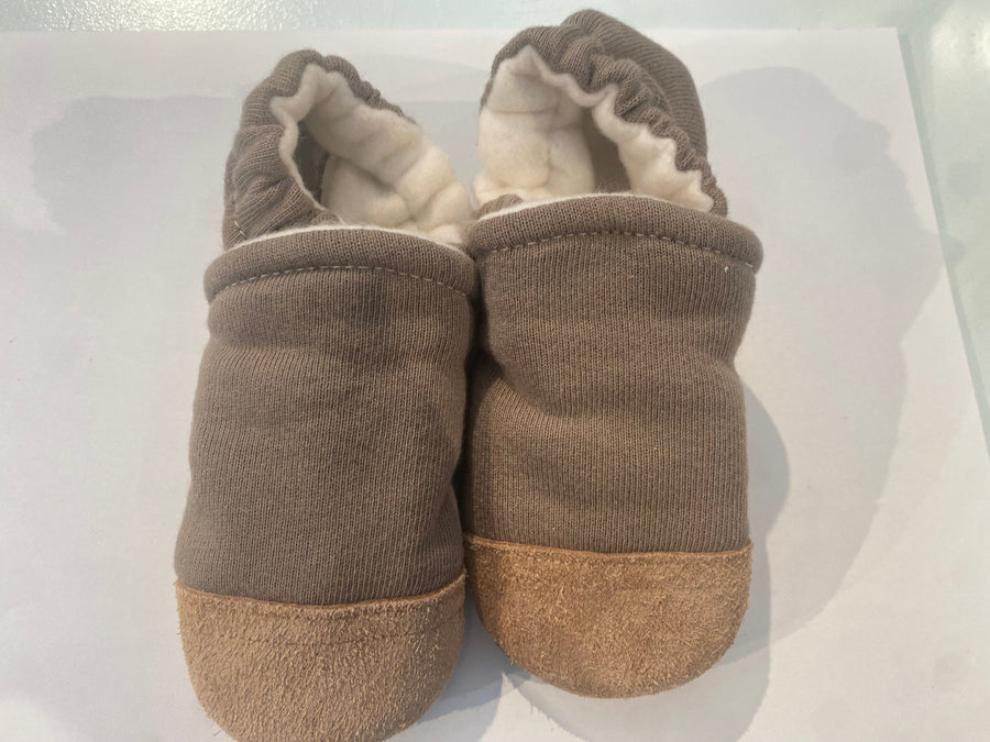 Organic Cotton Knit Slippers - Solid Mushroom