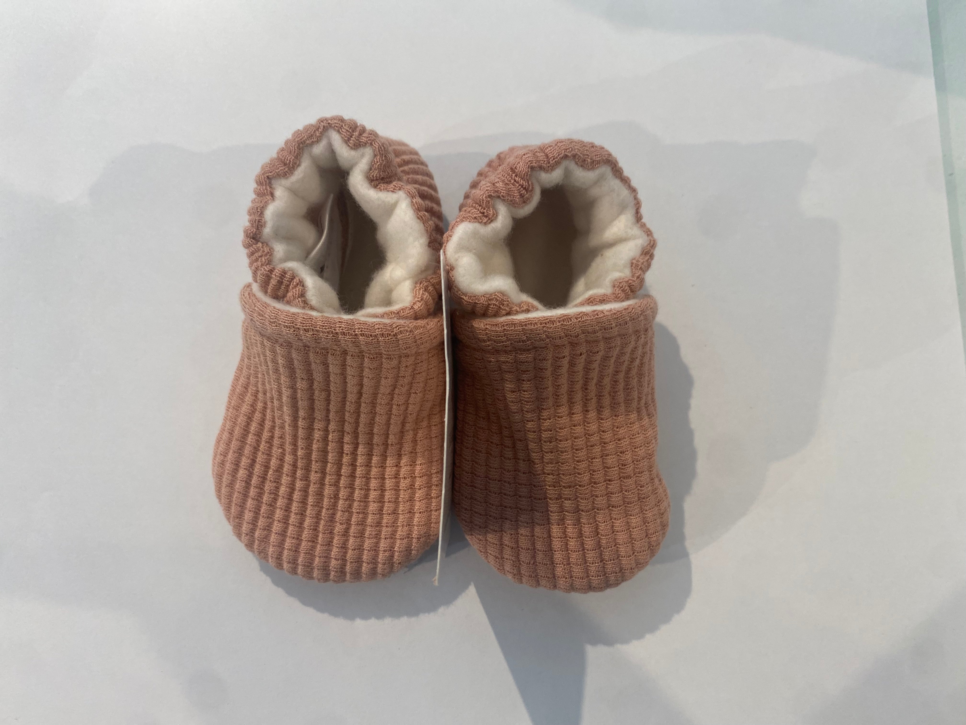 Organic Cotton Knit Slippers -  Rosewood Waffle Weave