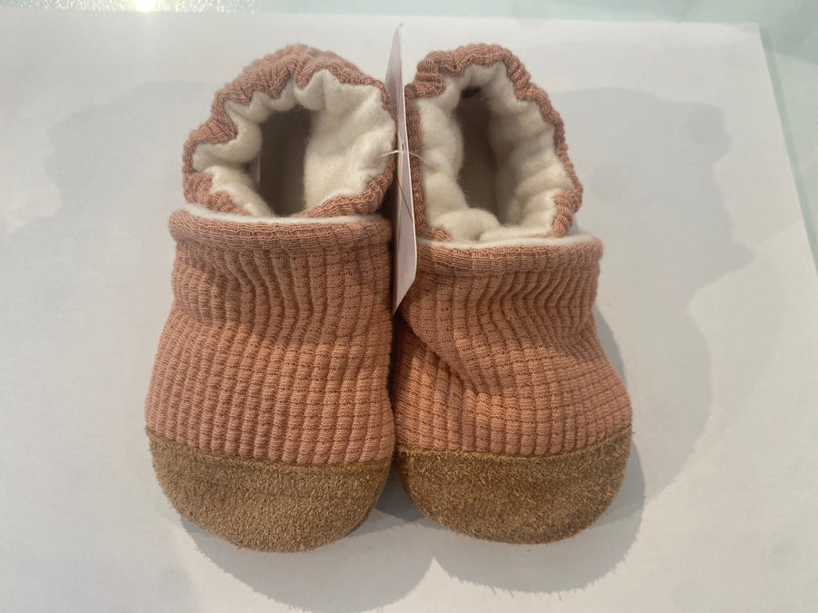 Organic Cotton Knit Slippers -  Rosewood Waffle Weave