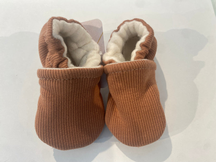 Organic Cotton Knit Slippers -  Ribbed Sunbake