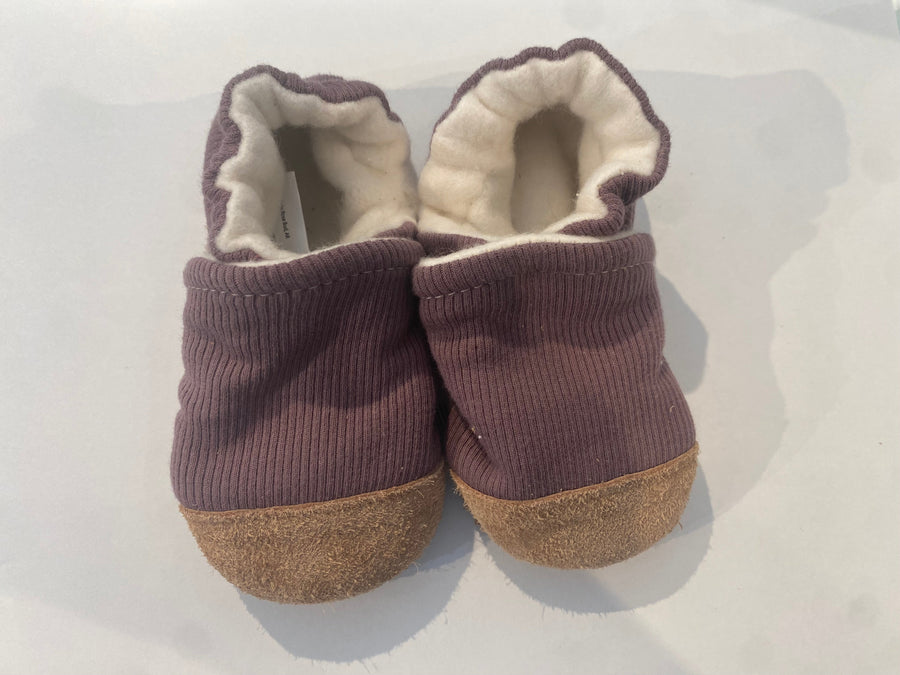 Organic Cotton Knit Slippers -  Ribbed Lilac