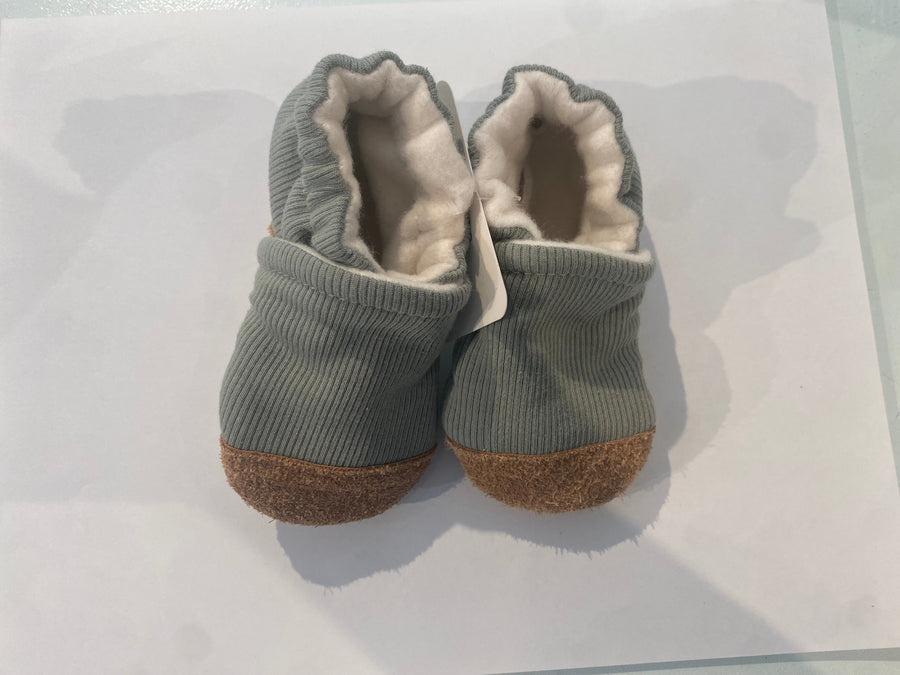 Organic Cotton Knit Slippers -  Ribbed Pistachio