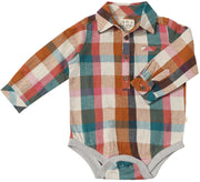 Jasper Woven Onesie - Rust Madras