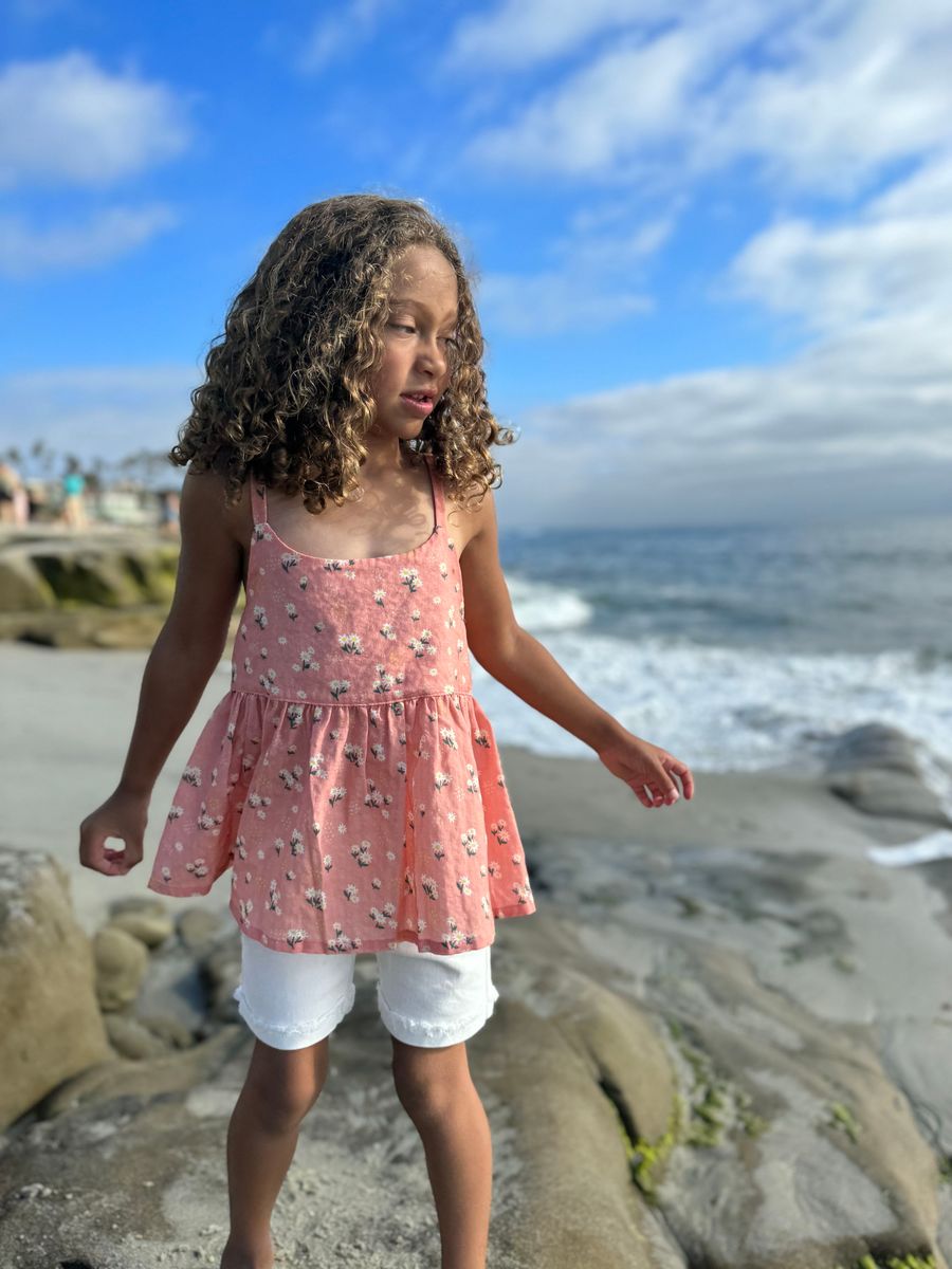 Katie Top - Peach Floral