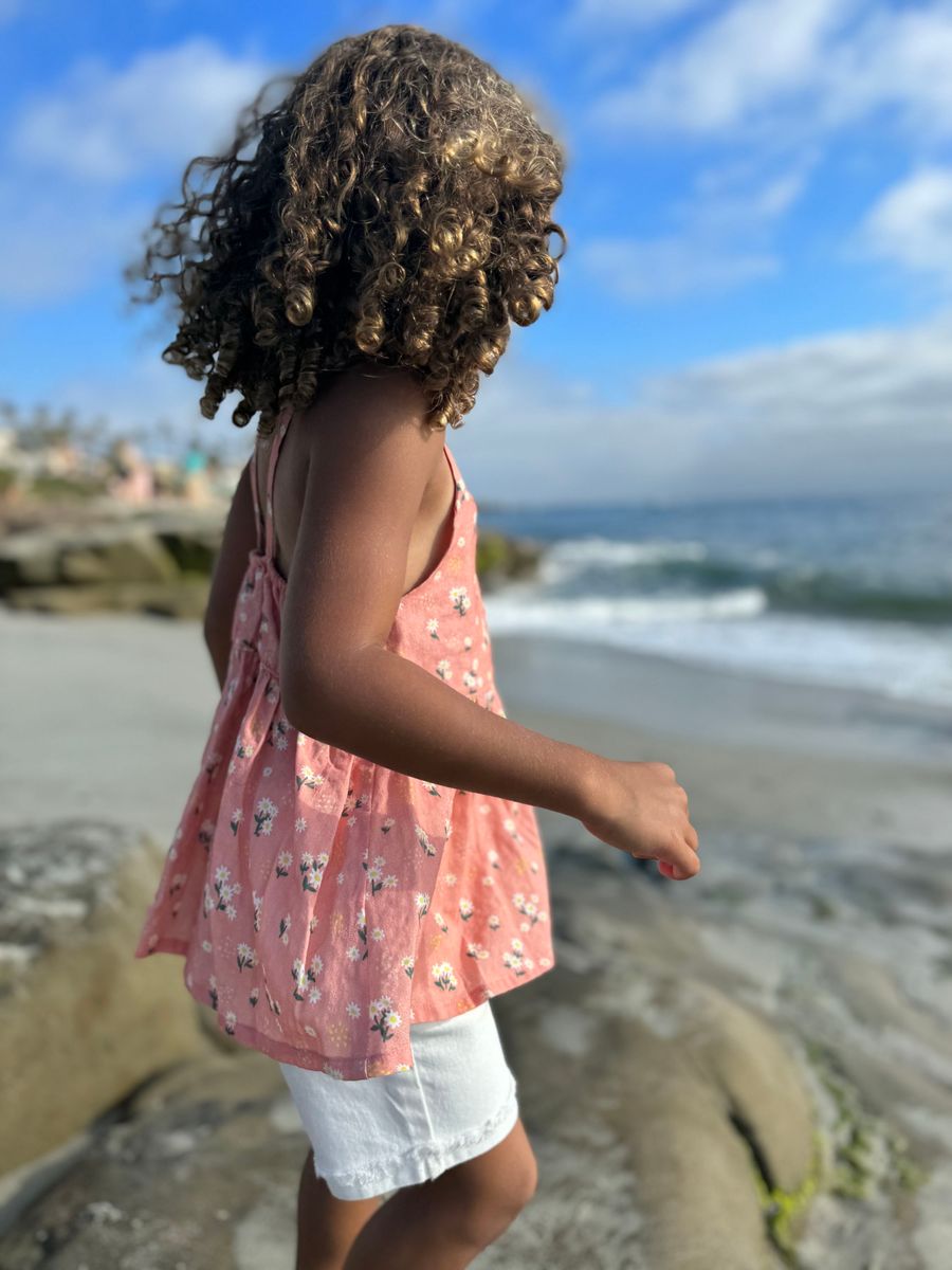 Katie Top - Peach Floral