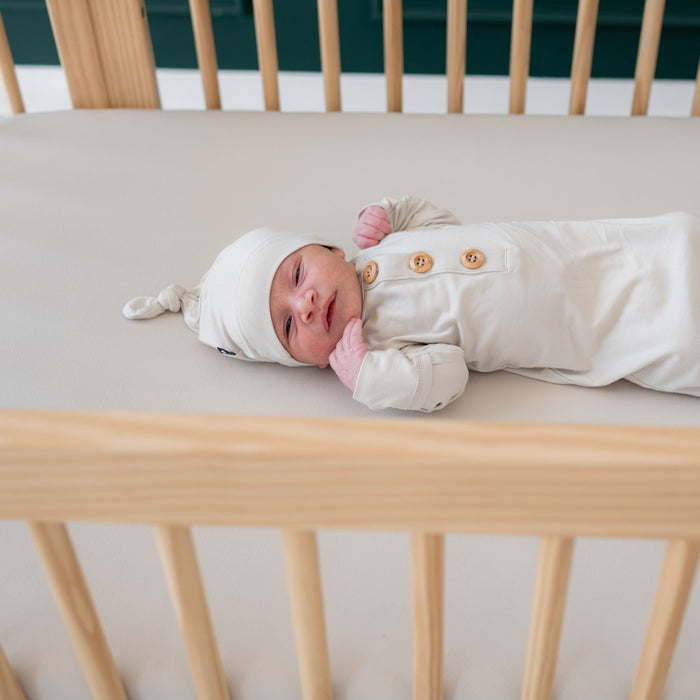 Knotted Gown With Hat Set - Oat