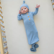 Knotted Gown With Hat Set - Slate