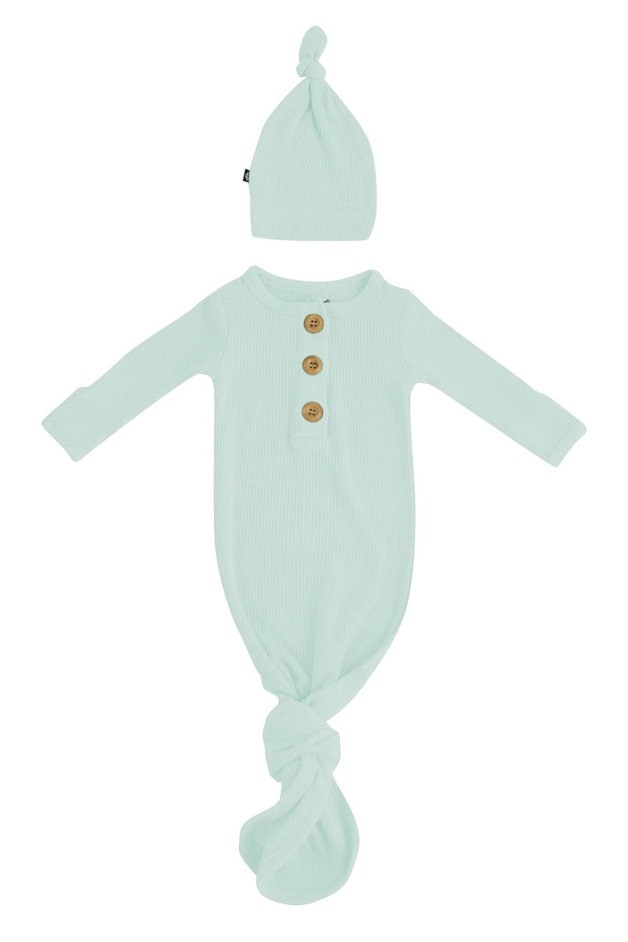 Ribbed Knotted Gown with Hat Set - Sage