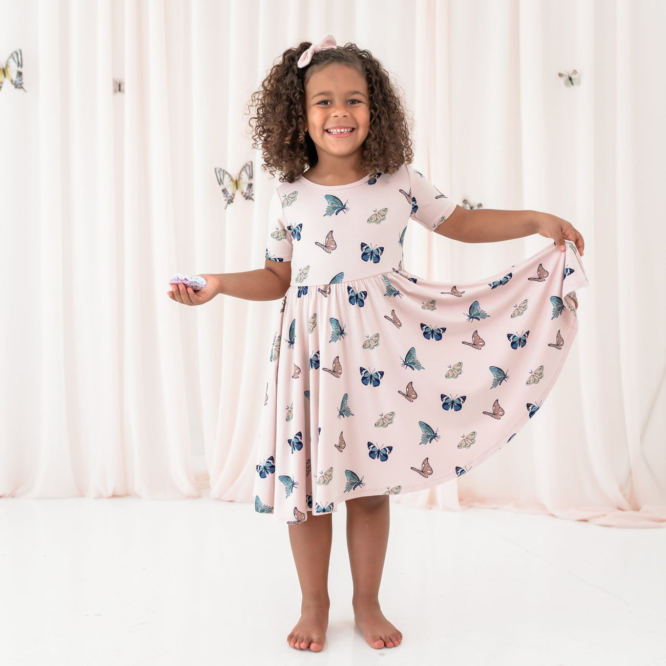 Bamboo Twirl Dress - Blush Butterfly
