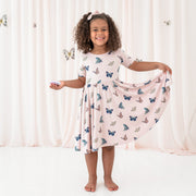 Bamboo Twirl Dress - Blush Butterfly