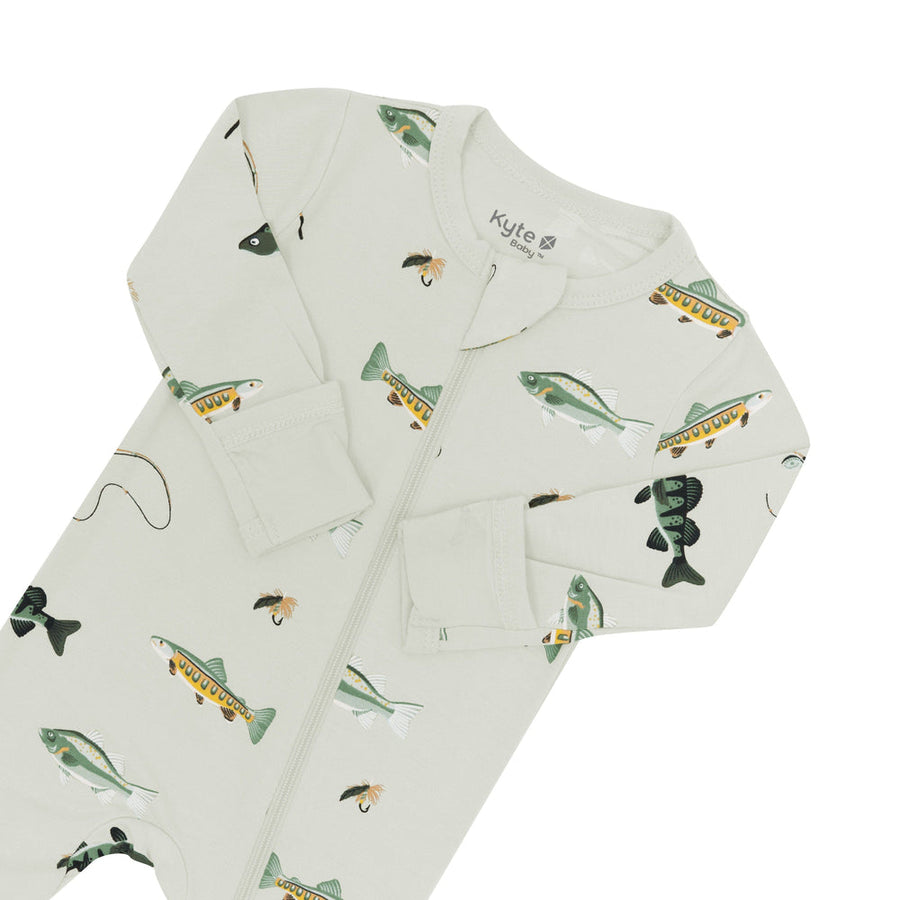Bamboo Zippered Footie - Fishing