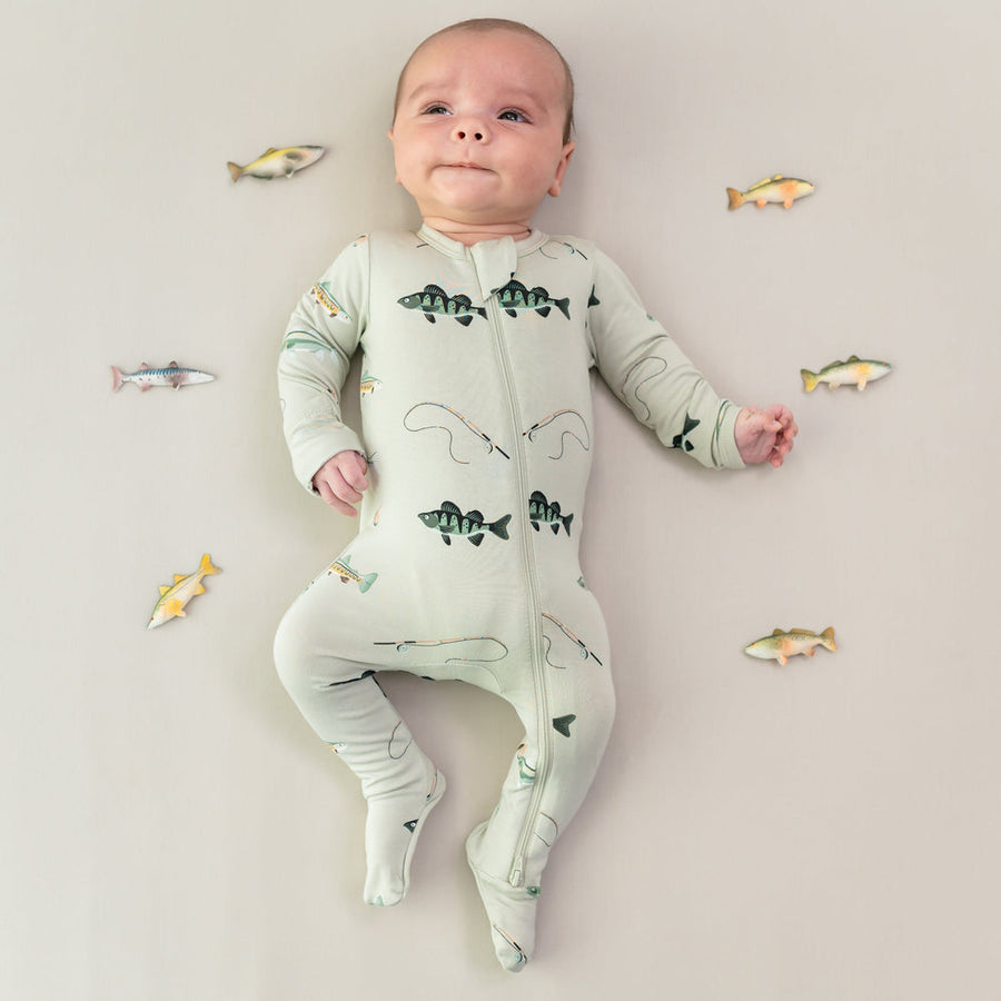 Bamboo Zippered Footie - Fishing