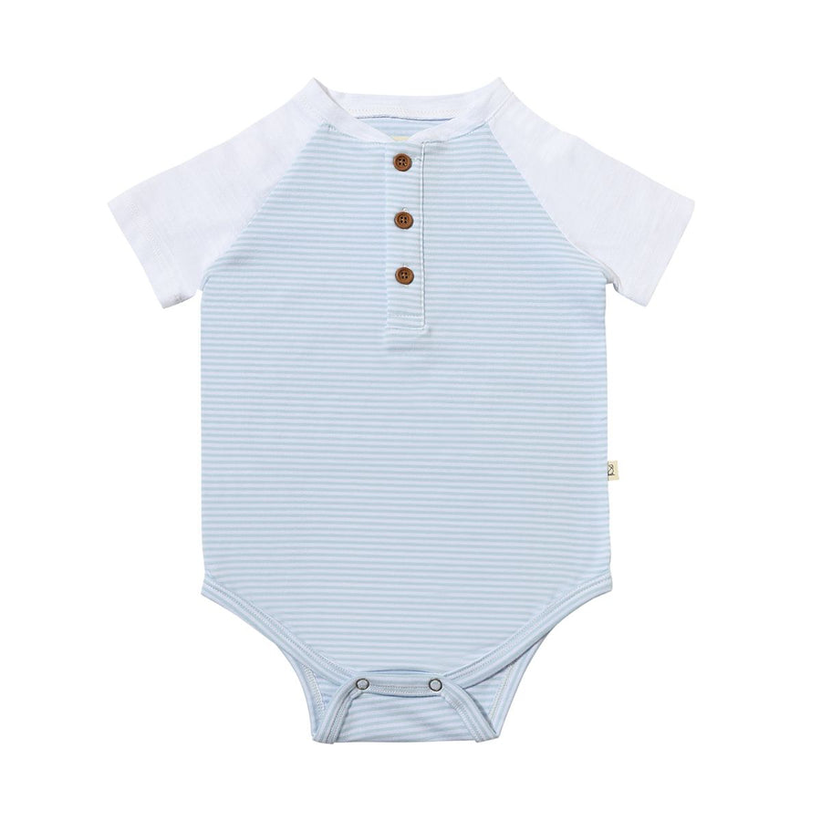 League Raglan Onesie - Blue/White Stripes