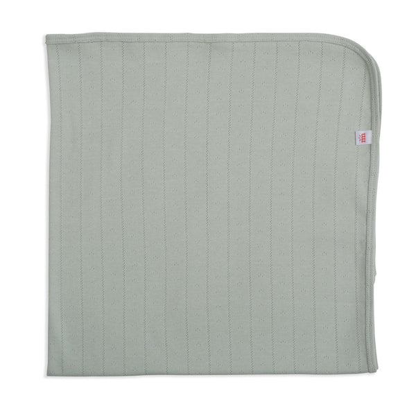 Organic Cotton Pointelle Baby Blanket - Love Lines Seagrass
