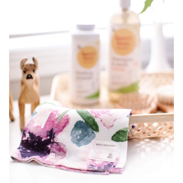 Organic Baby Burp Cloths - Set of 5 - Watercolor Daylily