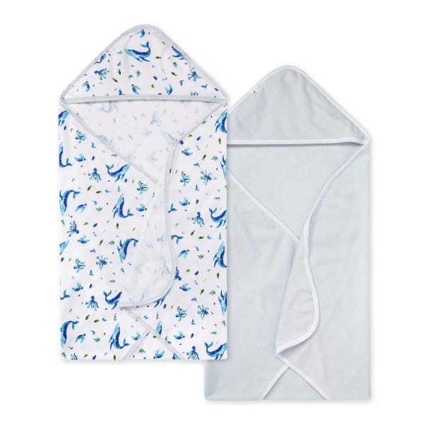 Whale of a Tale Organic Hooded 2 Pack Towels