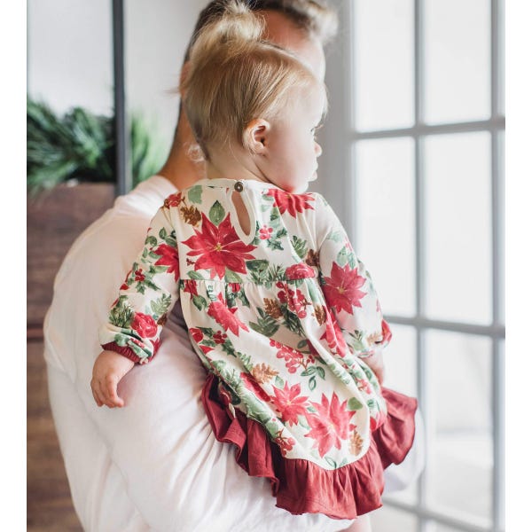 Holiday Floral Organic Cotton Dress & Diaper Cover