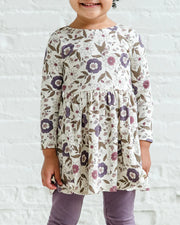 Long Sleeve Stella Swing Dress - Mauna Floral / Raspberry + Grape
